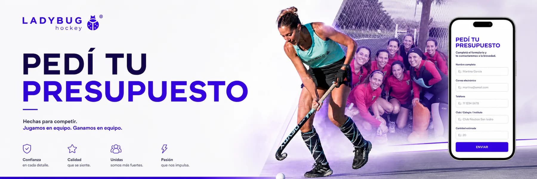 Presupuesto LADYBUG Hockey con formulario mobile